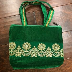Green velvet purse